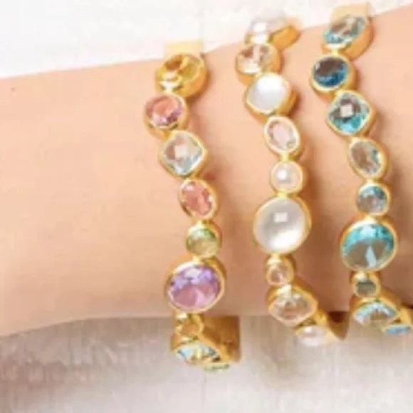 $275 Julie Vos Kaleidoscope Hinge Bangle Bahamian Blue - Picture 8 of 12